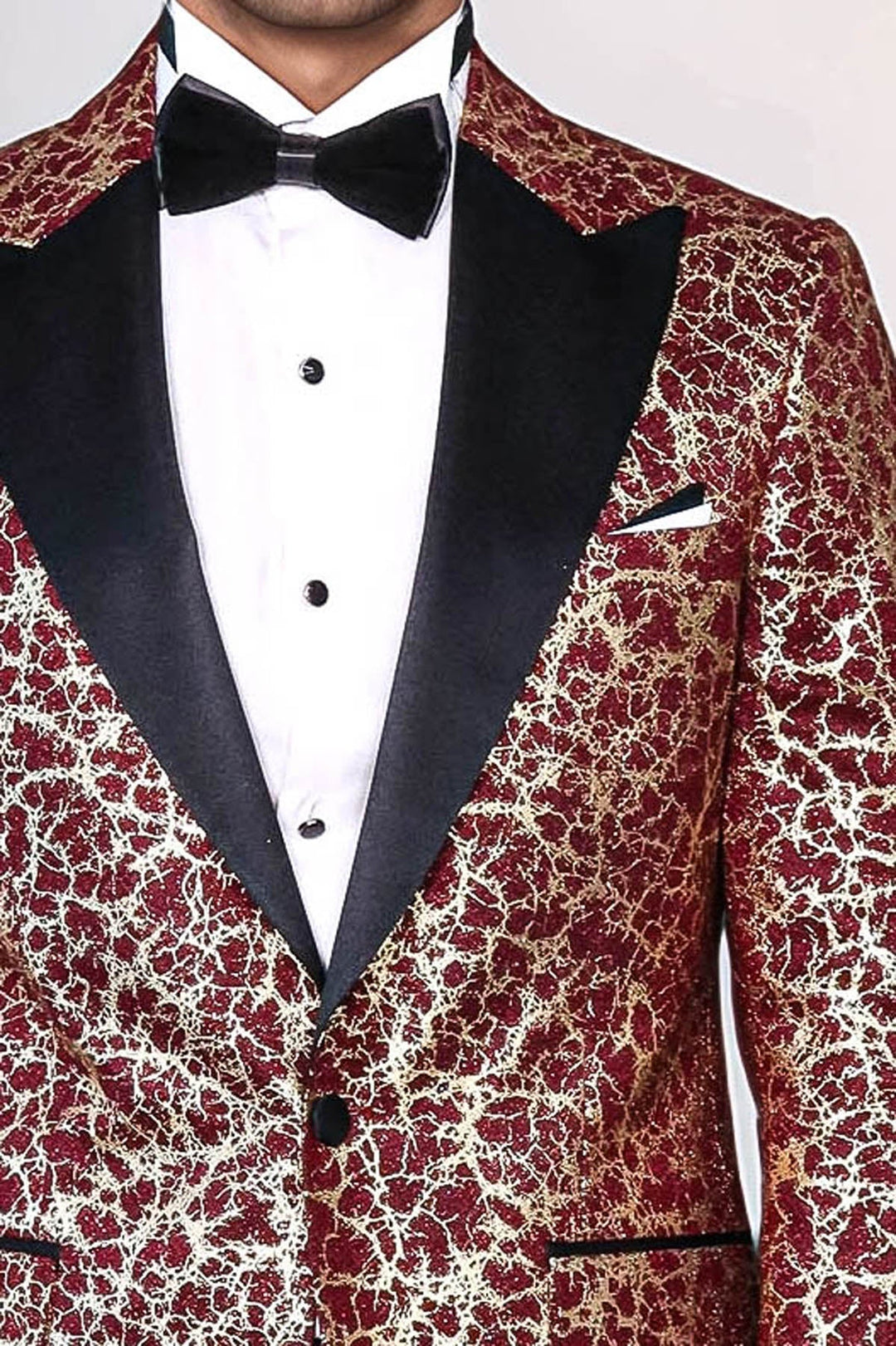 Blazer de fiesta para hombre con solapa de pico y estampado de raíces en color burdeos - Wessi