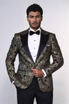 Blazer de fiesta para hombre con solapa de pico y estampado de cachemira en color negro - Wessi