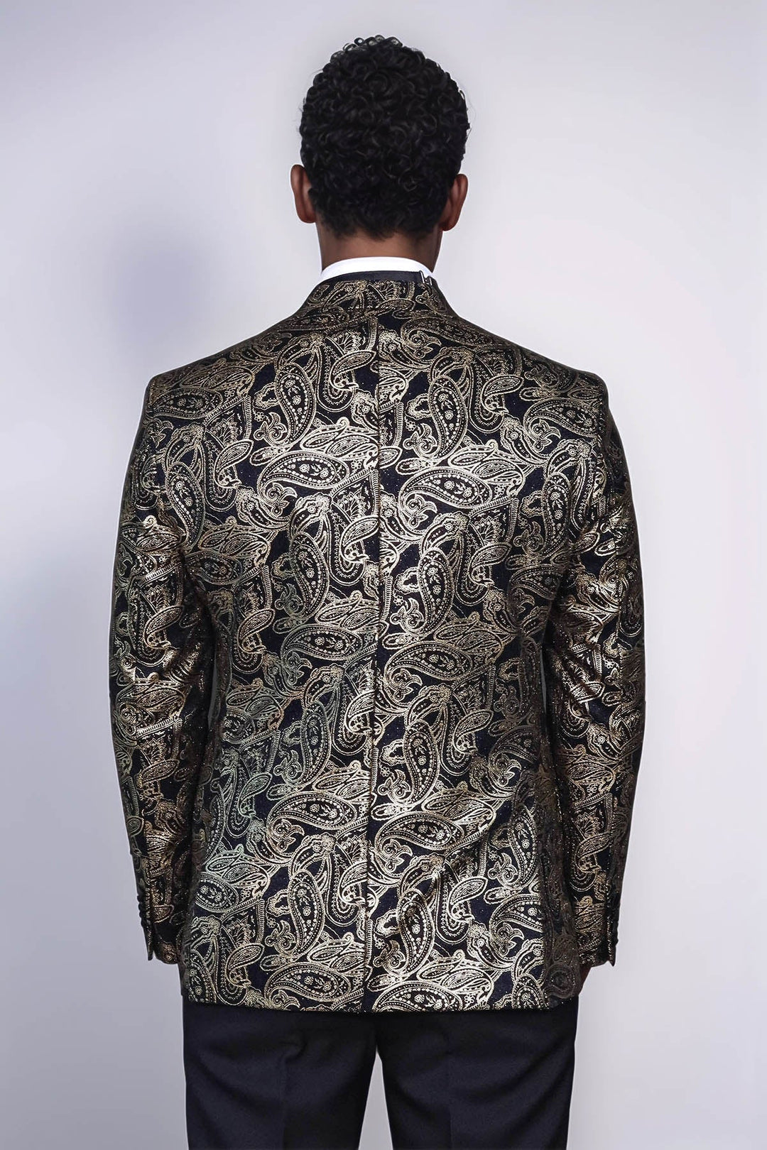 Paisley Peak Lapel Black Men Prom Blazer - Wessi