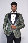 Blazer de fiesta para hombre con solapa de pico y estampado de cachemira en color verde - Wessi