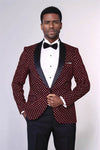 Blazer de fiesta ajustado con estampado de lunares en color burdeos para hombre - Wessi