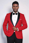 Blazer ajustado para hombre en color rojo con estampado de lunares - Wessi