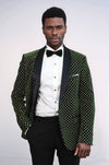 Blazer de fiesta ajustado con estampado de lunares en color verde oscuro para hombre - Wessi