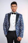 Blazer ajustado para fiesta de graduación para hombre en azul con estampado de hiedra brillante - Wessi