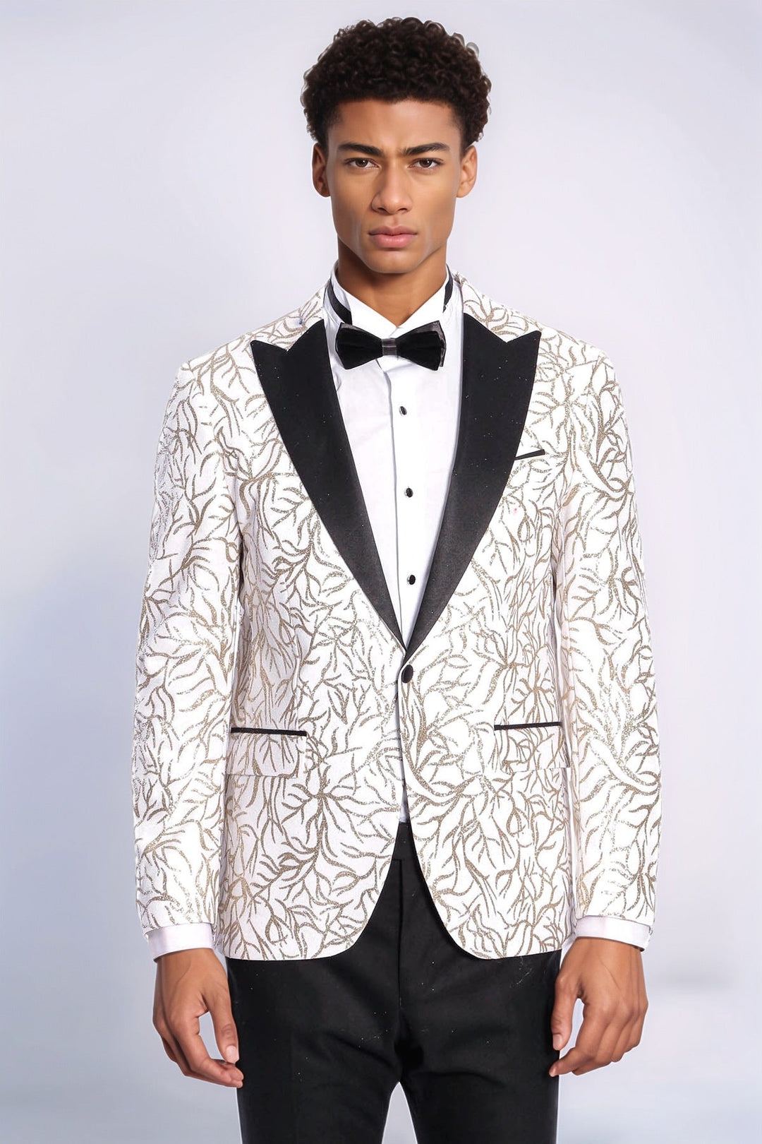 Blazer ajustado para hombre de color blanco con estampado de hiedra brillante - Wessi
