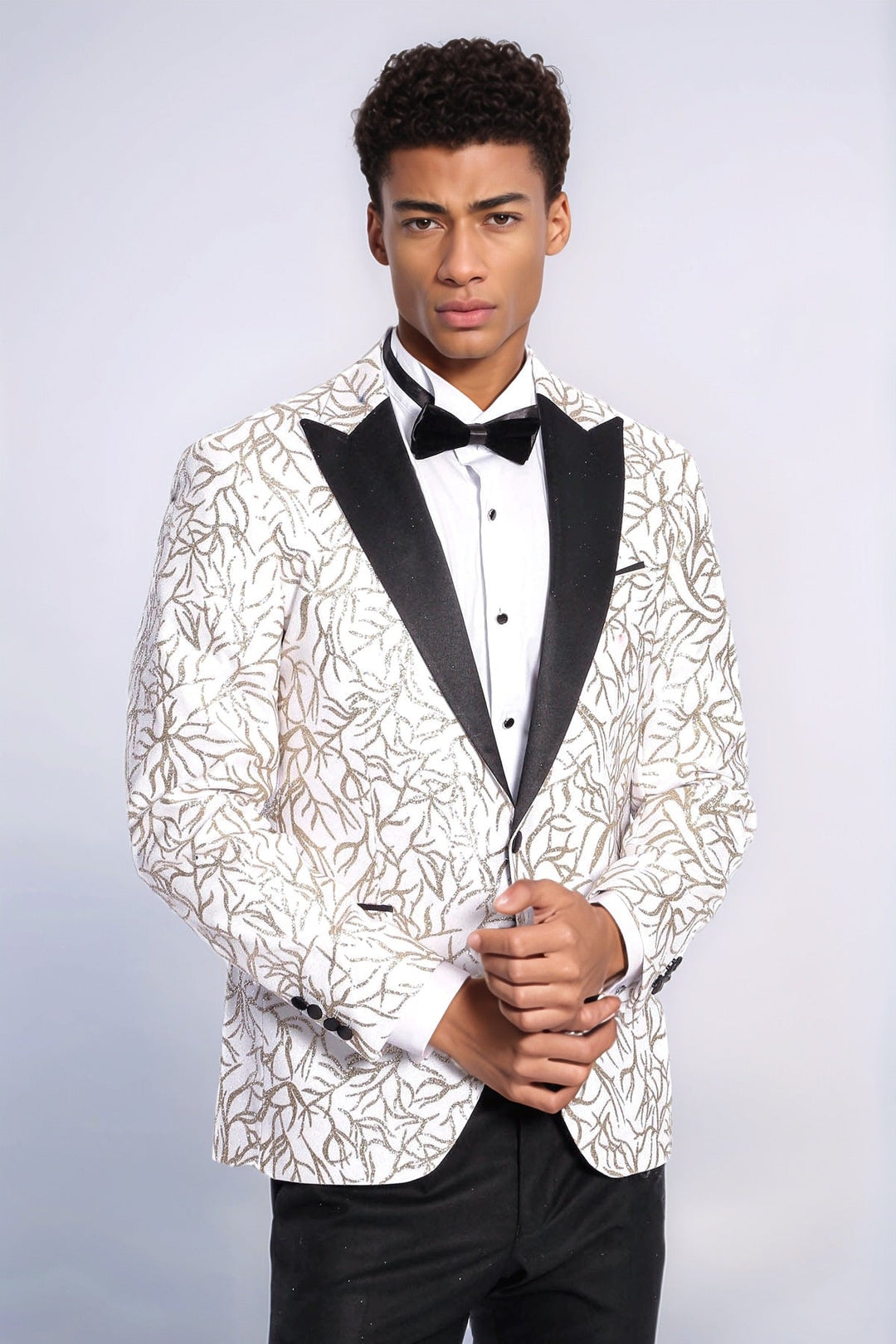 Blazer ajustado para hombre de color blanco con estampado de hiedra brillante - Wessi