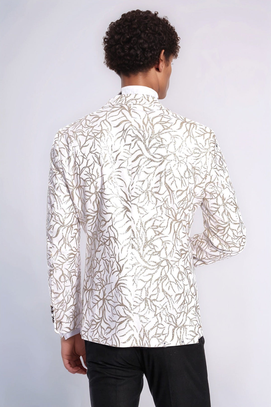 Blazer ajustado para hombre de color blanco con estampado de hiedra brillante - Wessi
