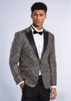 Blazer de fiesta para hombre con estampado de flores bordadas en color negro - Wessi