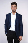 Blazer deportivo azul marino liso y ajustado para hombre - Wessi