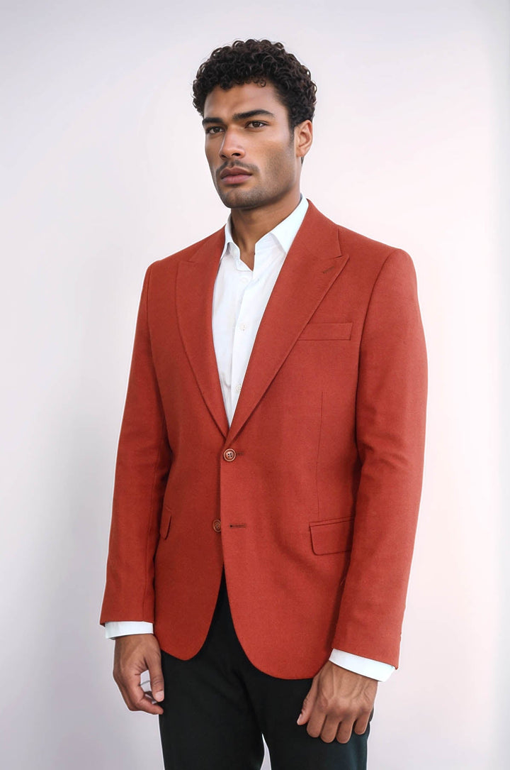 Blazer deportivo liso de corte entallado color burdeos para hombre - Wessi