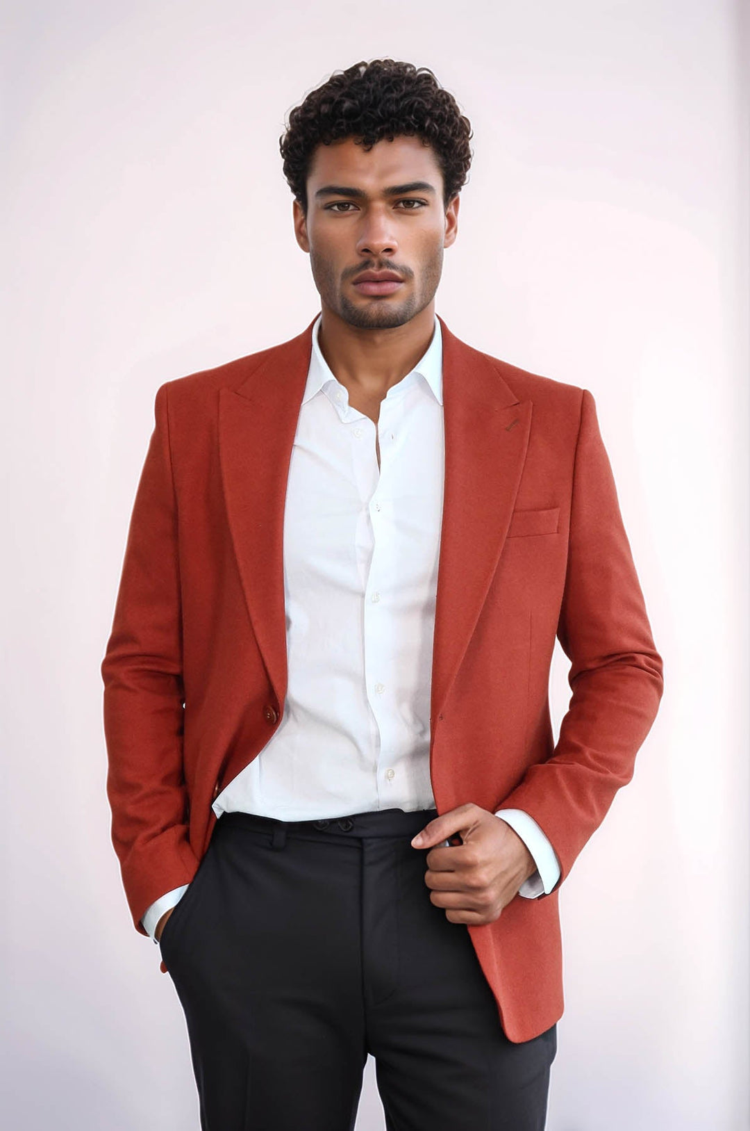 Blazer deportivo liso de corte entallado color burdeos para hombre - Wessi
