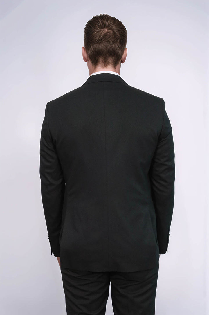 Blazer negro texturizado de corte entallado con solapa de pico para hombre - Wessi