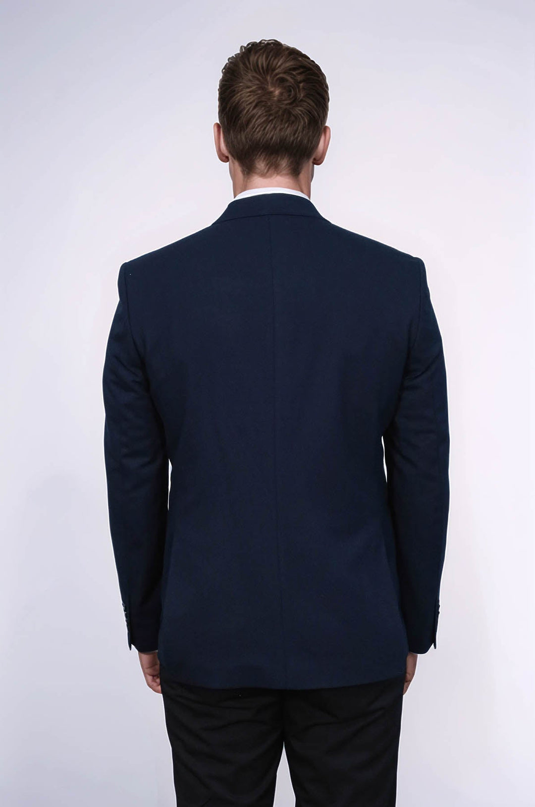 Blazer azul marino texturizado de corte entallado con solapa de pico para hombre - Wessi