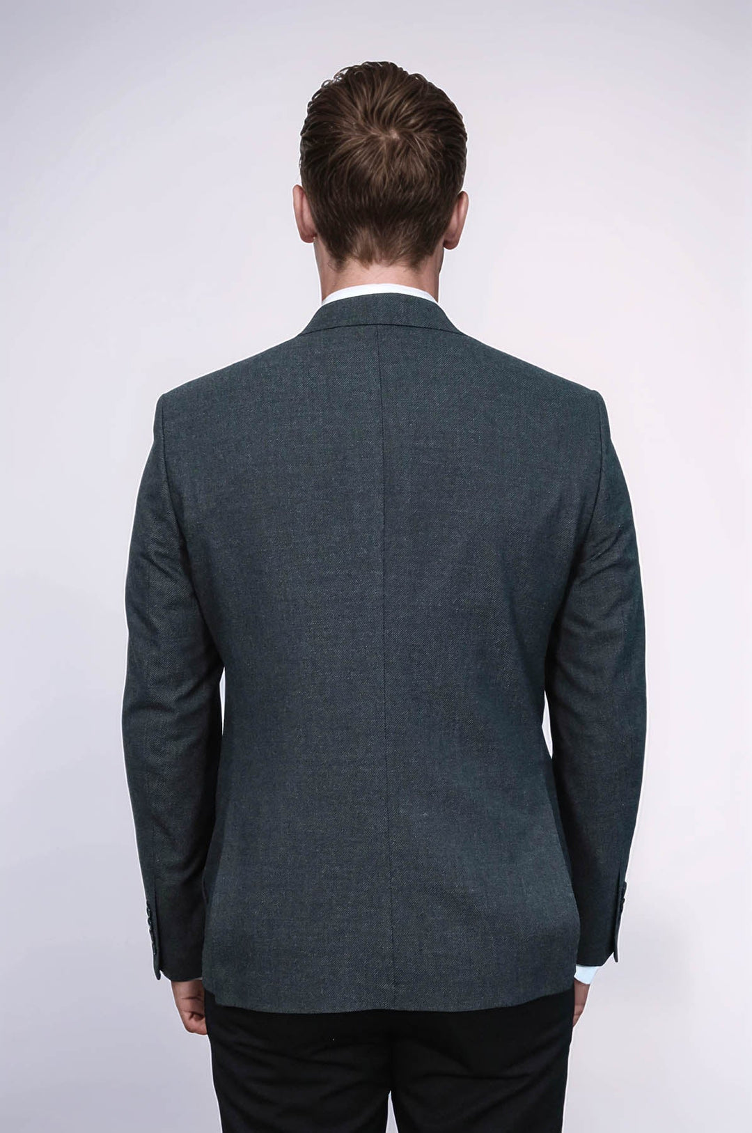 Blazer gris texturizado de corte entallado con solapa de pico para hombre - Wessi