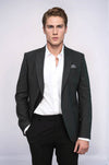 Blazer texturizado de corte entallado con solapa de pico en color antracita para hombre - Wessi
