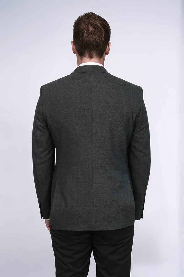 Blazer texturizado de corte entallado con solapa de pico en color antracita para hombre - Wessi