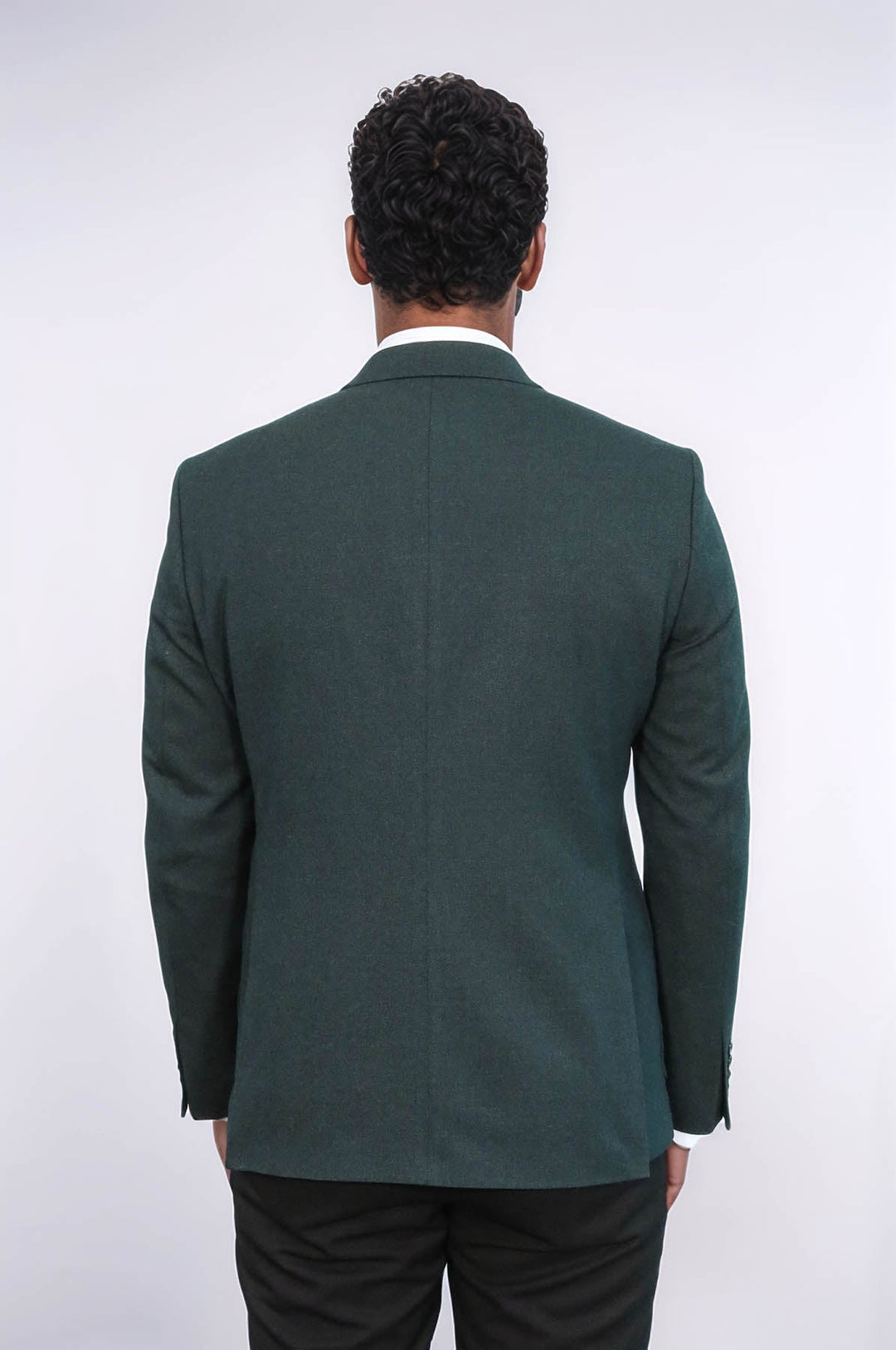 Blazer verde texturizado de corte entallado con solapa de pico para hombre - Wessi
