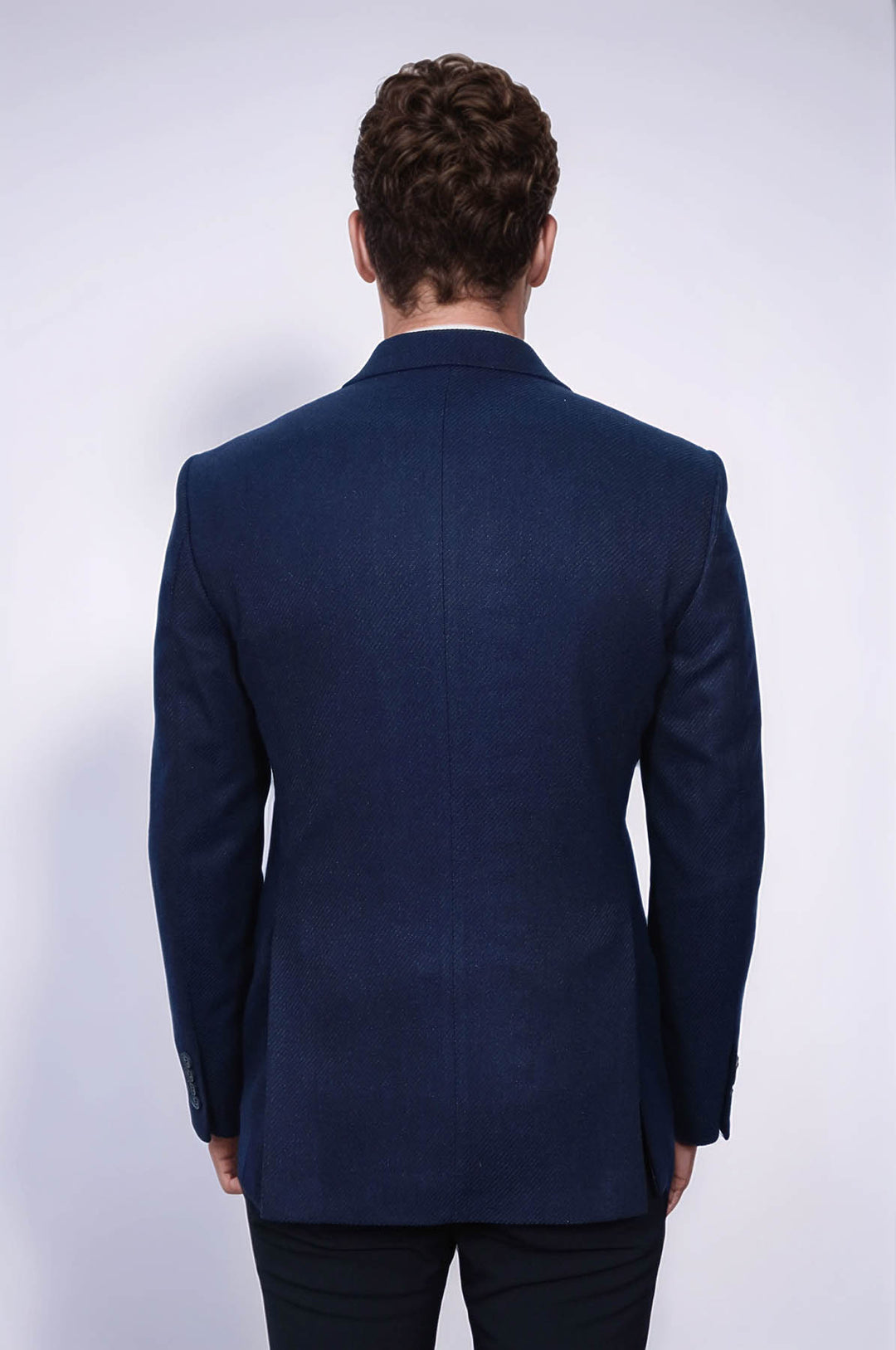 Blazer azul oscuro con estampado y corte entallado para hombre - Wessi