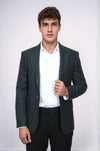 Blazer verde oscuro con estampado y corte entallado para hombre - Wessi