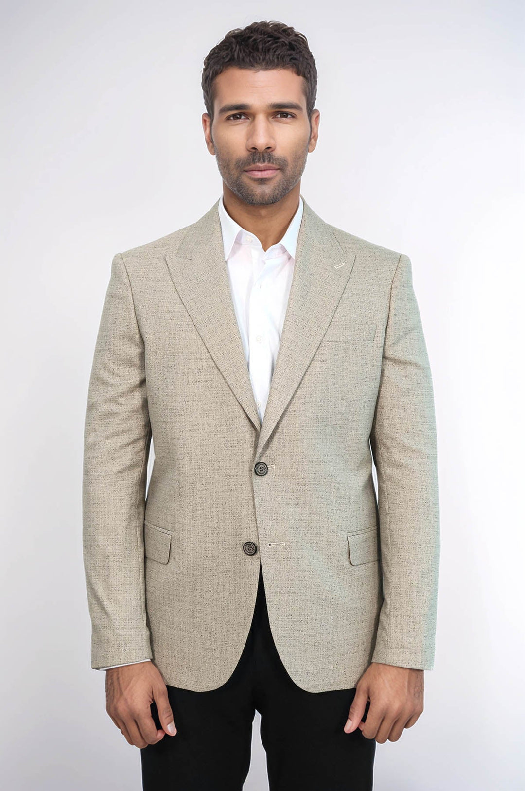 Blazer de hombre color crema con solapas anchas y estampado - Wessi
