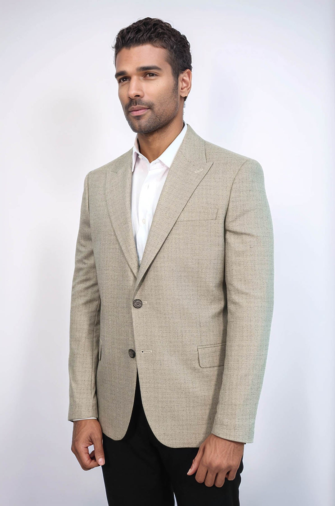 Blazer de hombre color crema con solapas anchas y estampado - Wessi