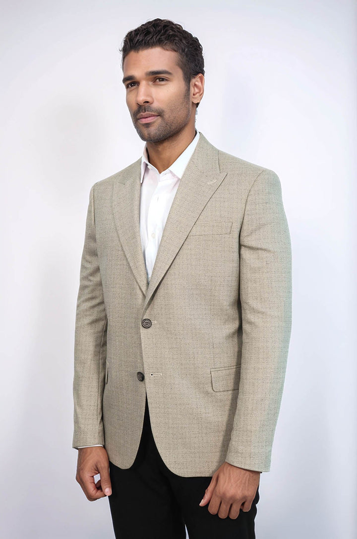 Blazer de hombre color crema con solapas anchas y estampado - Wessi