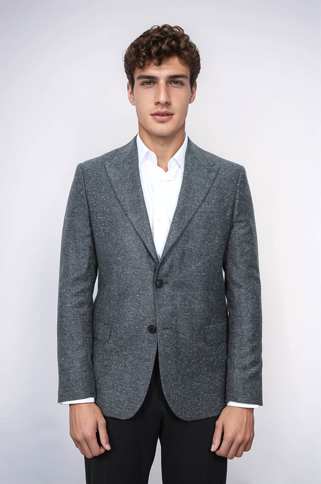 Blazer de hombre de lana en color antracita con estampado de pata de gallo - Wessi