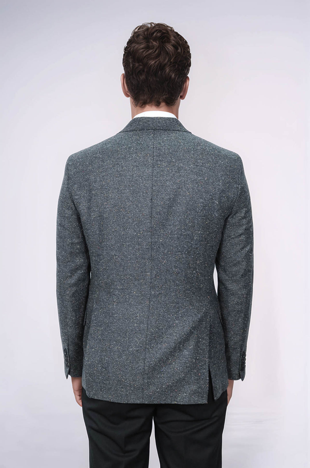 Blazer de hombre de lana en color antracita con estampado de pata de gallo - Wessi