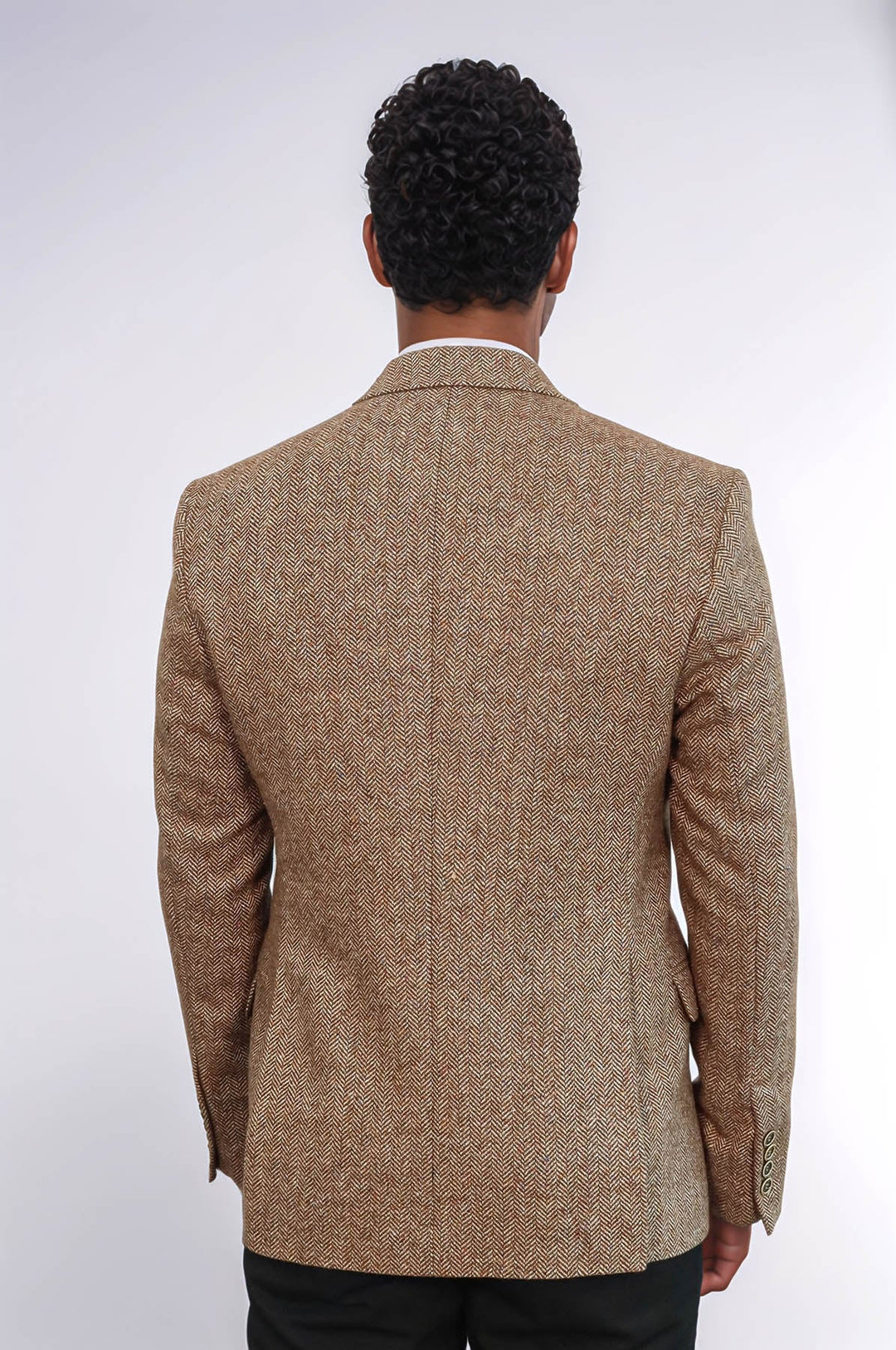 Blazer de hombre en color marrón claro de lana con estampado de pata de gallo - Wessi