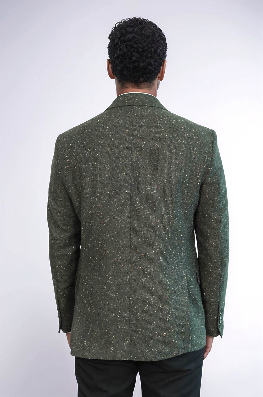 Blazer de lana verde con estampado de pata de gallo para hombre - Wessi