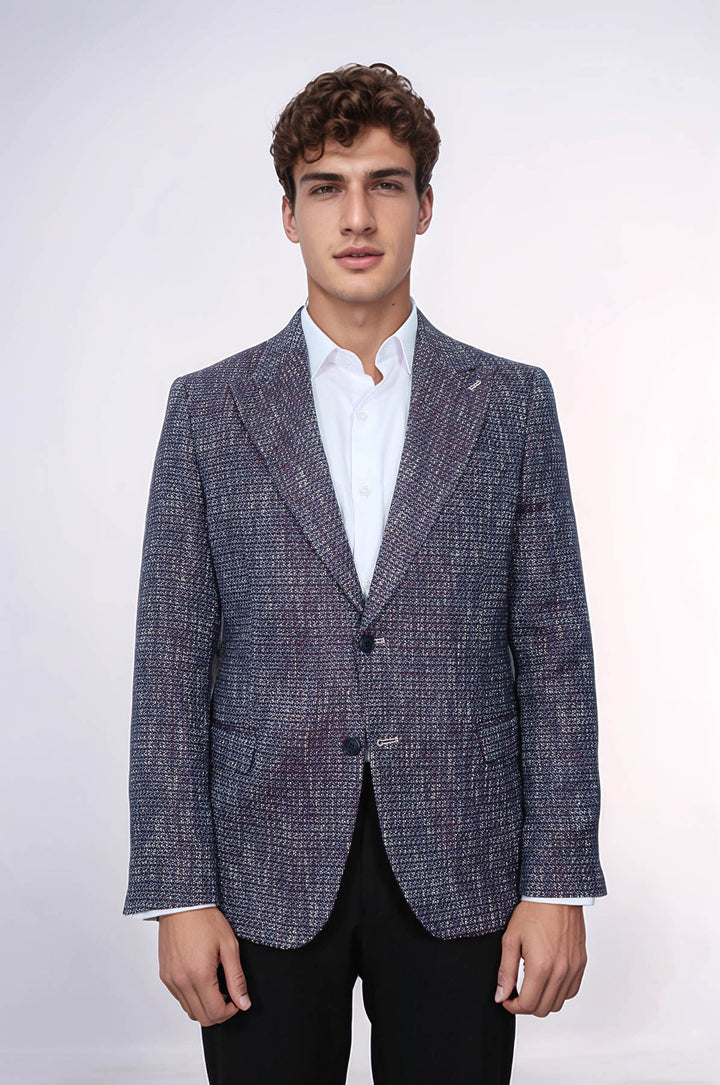 Blazer deportivo morado con estampado y corte entallado para hombre - Wessi