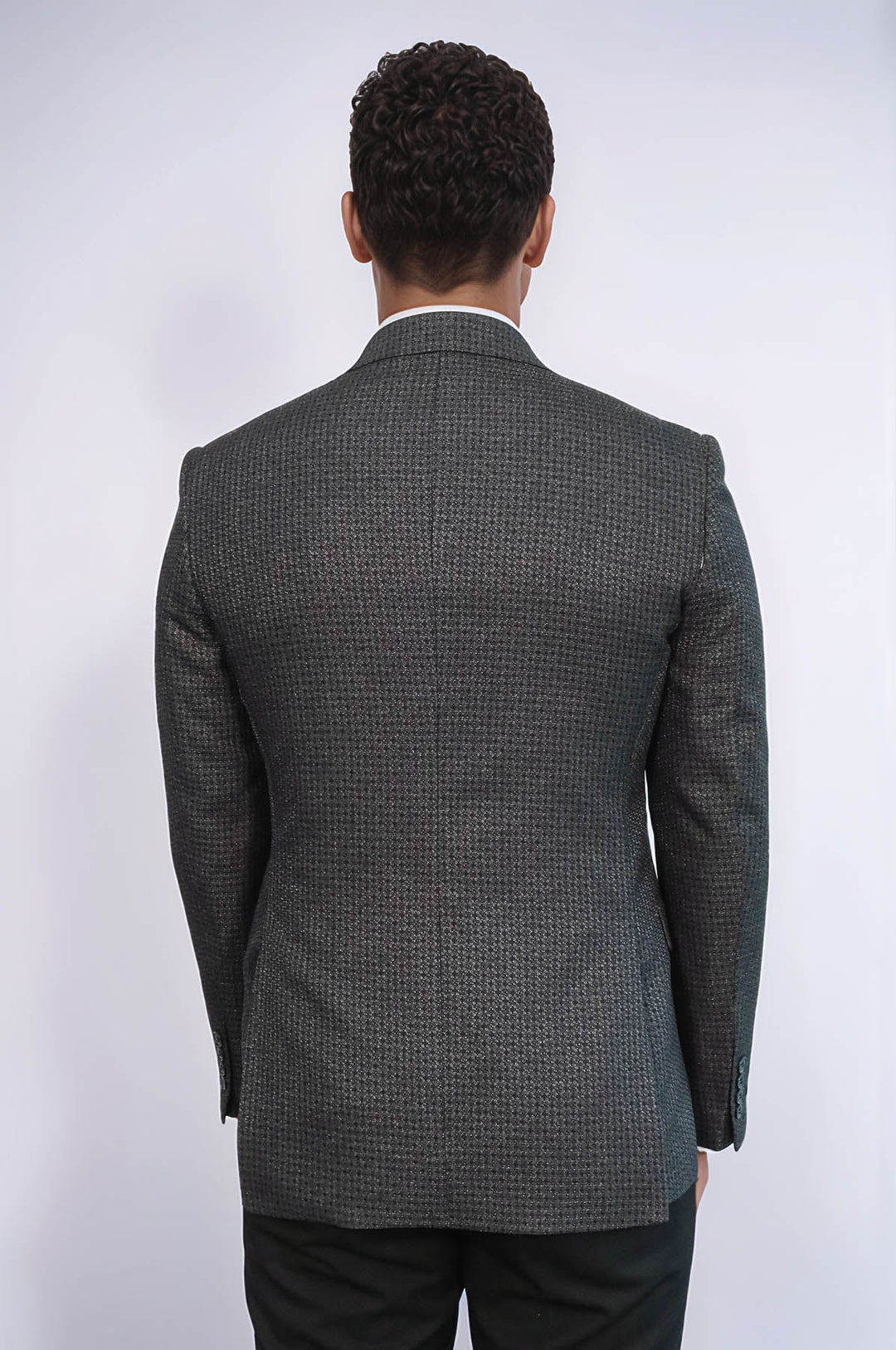 Blazer cruzado para hombre en gris con estampado de pata de gallo - Wessi