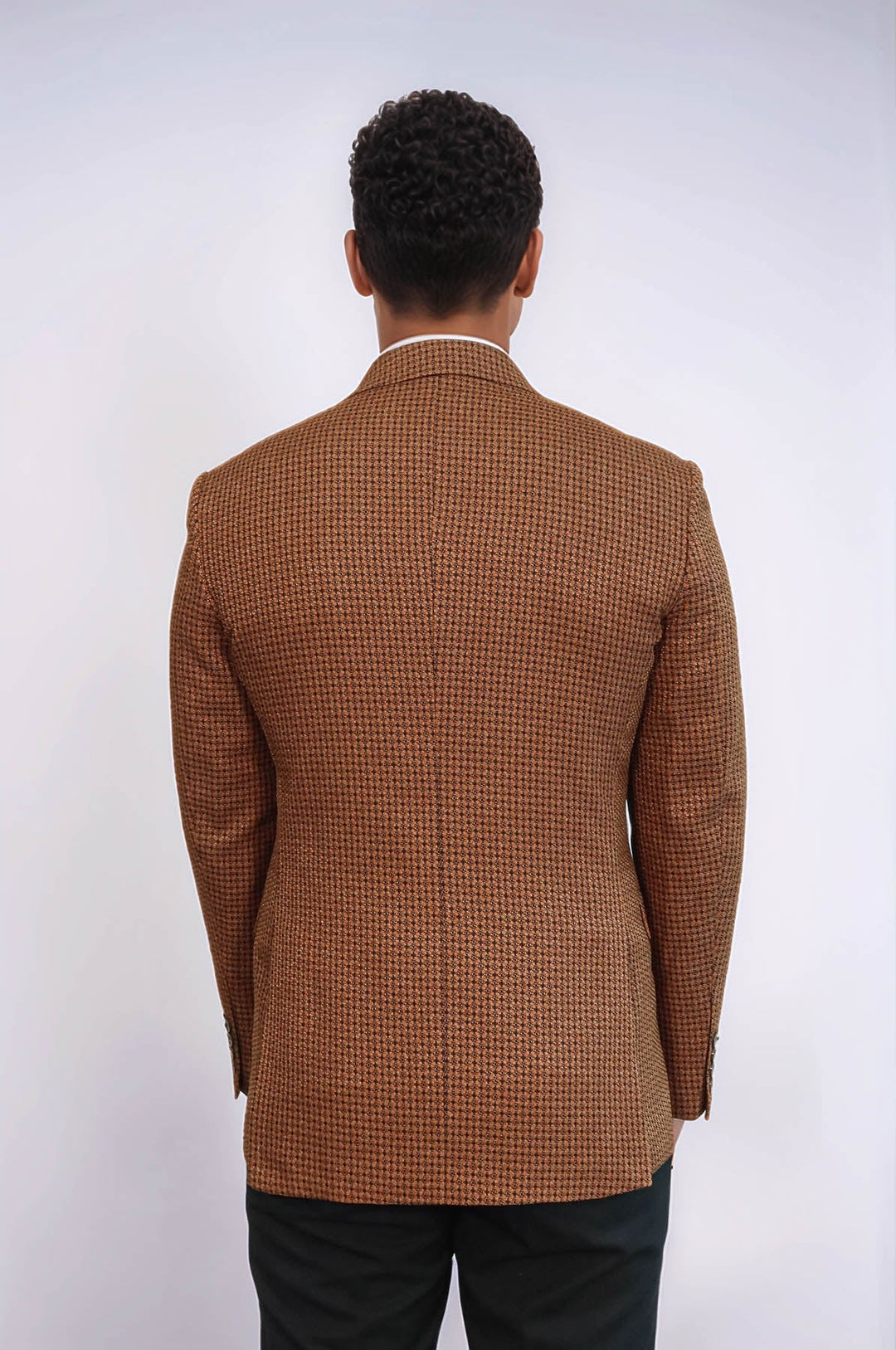 Blazer cruzado para hombre con estampado de pata de gallo en tono leonado - Wessi