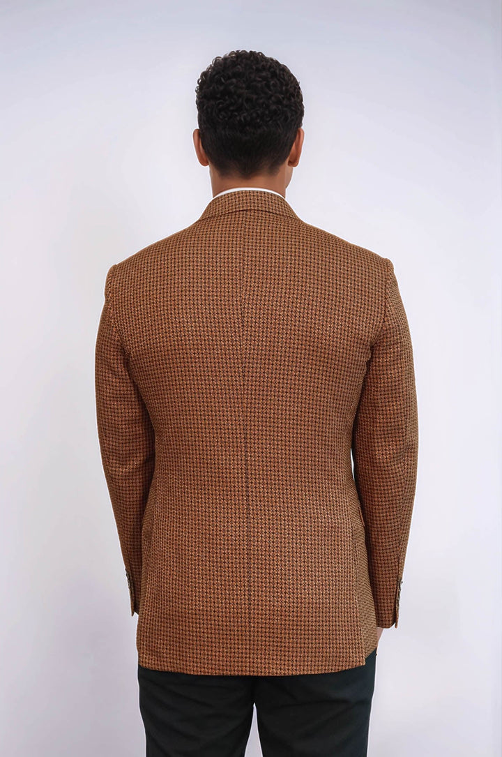 Blazer cruzado para hombre con estampado de pata de gallo en tono leonado - Wessi