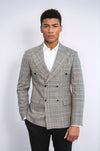 Blazer cruzado de cuadros antracita para hombre - Wessi