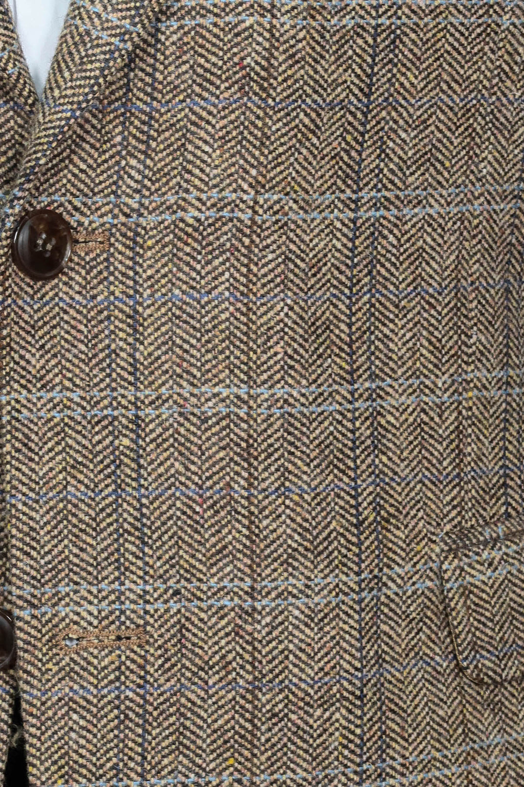 Blazer de lana marrón de corte entallado con diseño de espiga para hombre - Wessi