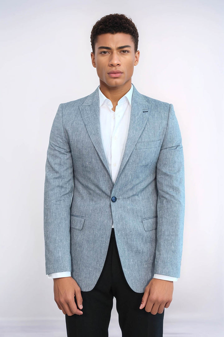 Chaqueta azul con solapa de pico y corte entallado - Wessi
