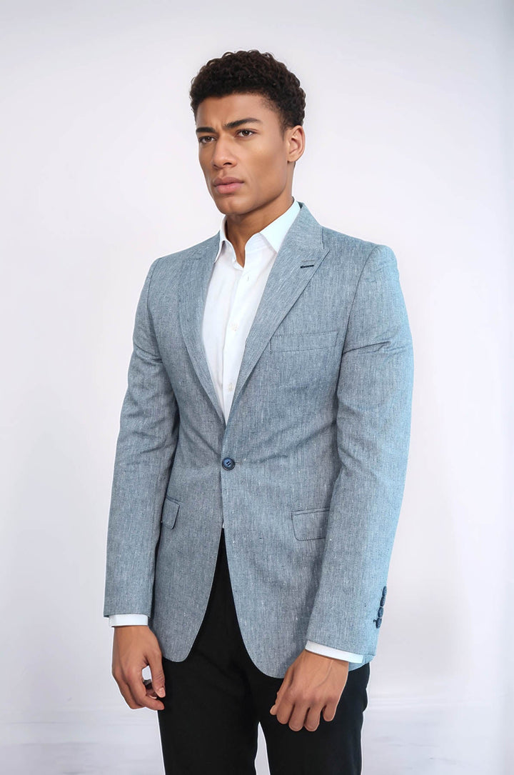 Chaqueta azul con solapa de pico y corte entallado - Wessi
