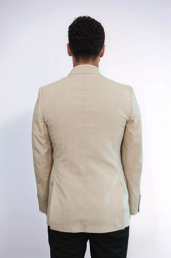 Chaqueta deportiva beige con solapa de pico y rayas - Wessi