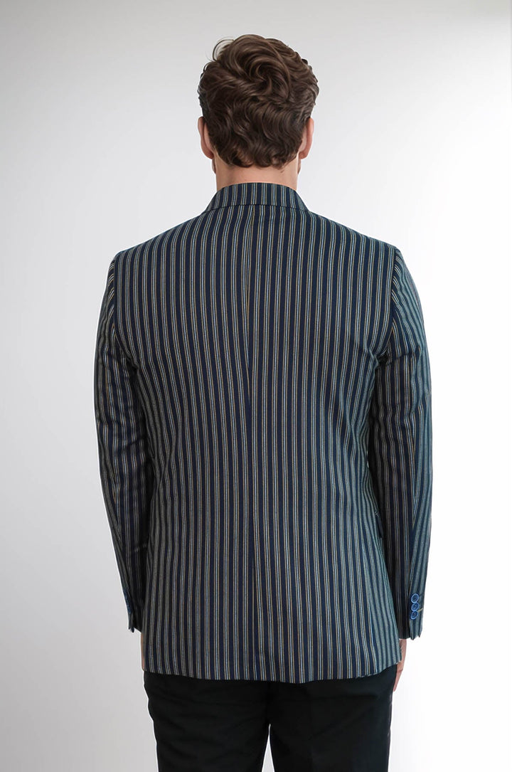 Blazer ajustado de rayas azul marino - Wessi