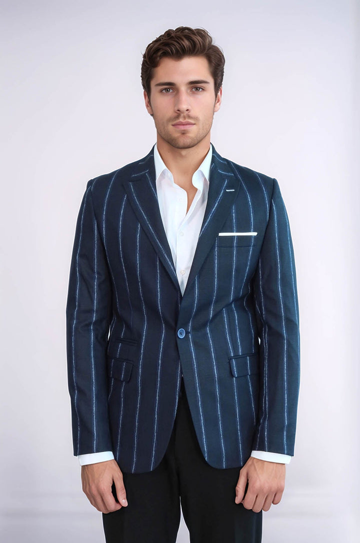 Blazer ajustado de rayas azul oscuro - Wessi
