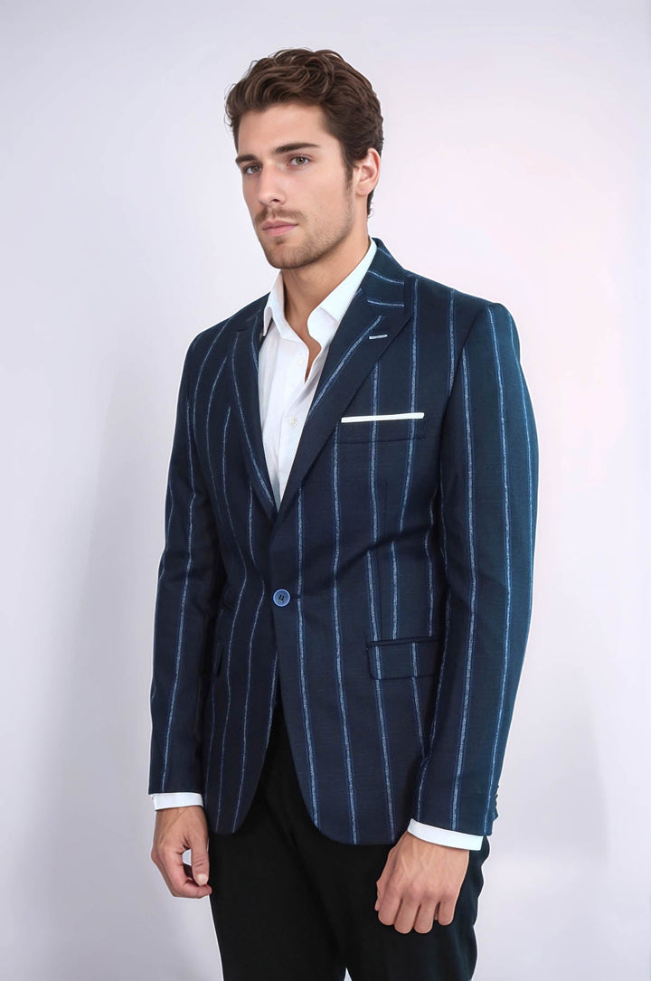 Blazer ajustado de rayas azul oscuro - Wessi