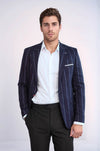 Blazer de rayas entallado burdeos para hombre - Wessi