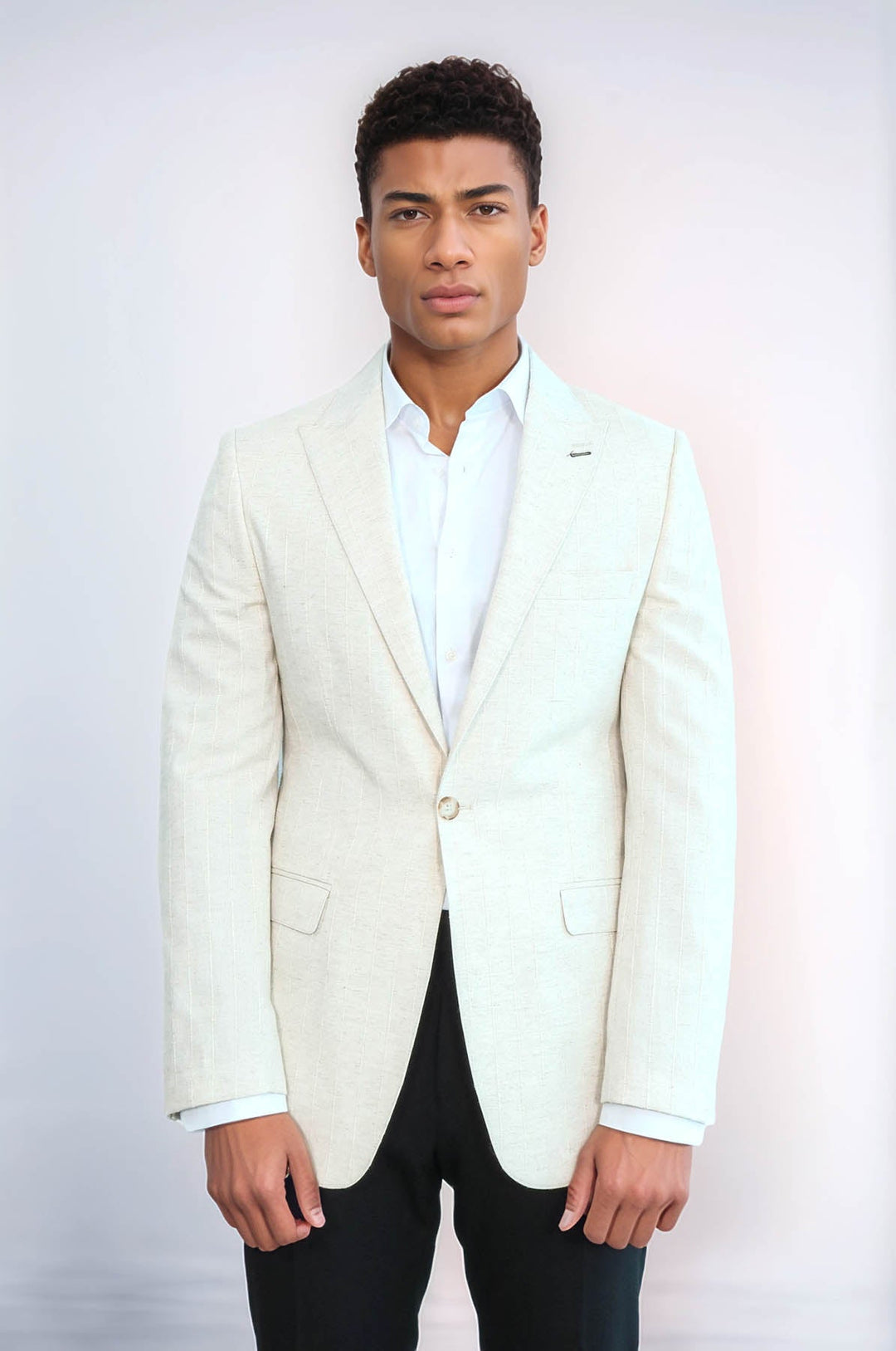 Chaqueta deportiva de rayas color crema con solapa de pico - Wessi
