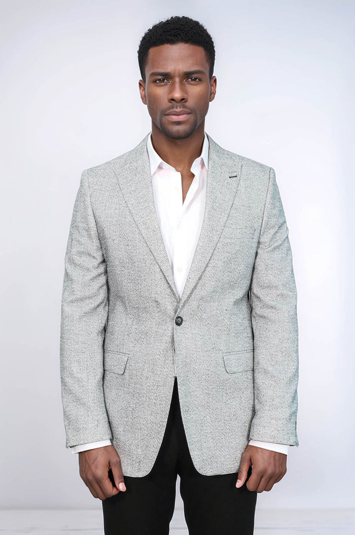 Blazer gris ajustado con estampado para hombre - Wessi