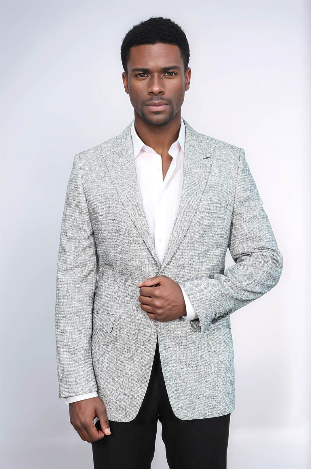 Blazer gris ajustado con estampado para hombre - Wessi