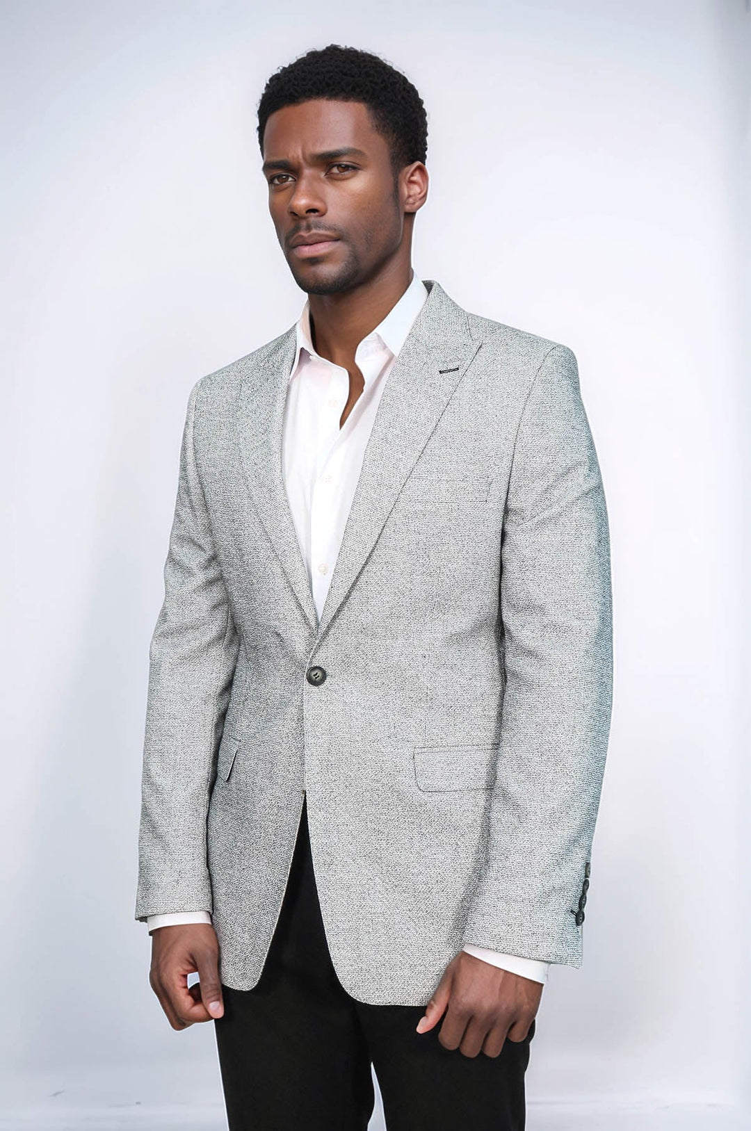 Blazer gris ajustado con estampado para hombre - Wessi