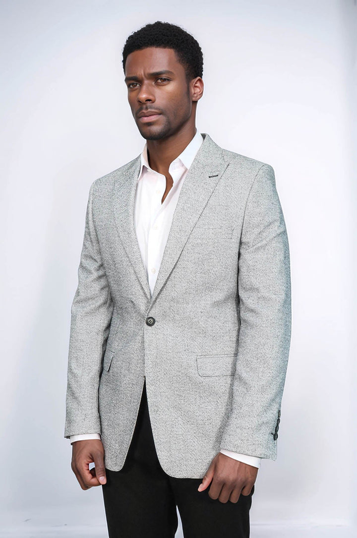 Blazer gris ajustado con estampado para hombre - Wessi