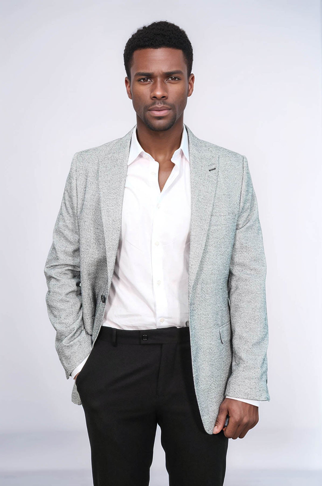 Blazer gris ajustado con estampado para hombre - Wessi