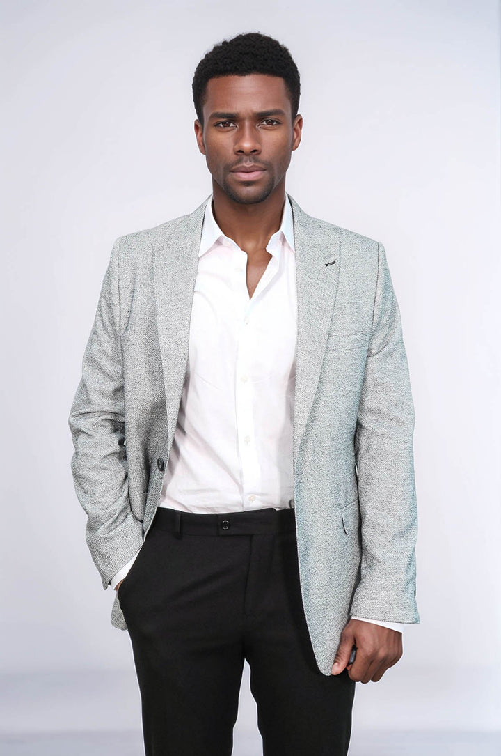 Blazer gris ajustado con estampado para hombre - Wessi
